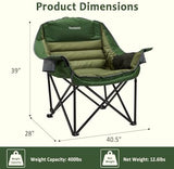 Oversized Camping Chair, Portable Folding Camping Chairs with Side Pocket, Cup Holder and Carry Bag, Heavy Duty Outdoor Camping Chairs for Adults, Fishing, Sports, Trip, up to 400lbs, Style 2