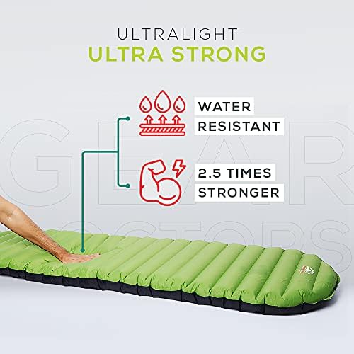 Gear Doctors® Sleeping Pad for Camping & Backpacking [Ultralight 25oz] - Sleeping Mat Camping - Ultralight Sleeping Pad - Inflatable Sleeping Pad for Camping - Camp Mattress Pad (5.2 R-Value) - Large