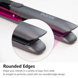 ANGENIL Pro Titanium Flat Iron Hair Straightener and Curler 2 in 1, Dual Voltage - Hair Straightening Ceramic Flat Iron 1-inch with Anti-Scald Heat Resistant Silicone Mat Facial Cleansing Brushes, Lcd