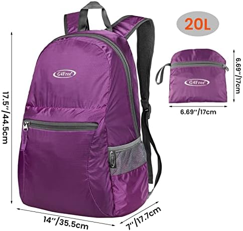 G4Free 20L Lightweight Packable Backpack Travel Hiking Daypack Foldable Backpack for Men Women