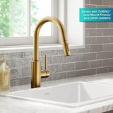 KRAUS Oletto Single Handle Pull Down Kitchen Faucet with QuickDock Top Mount Installation Assembly in Spot-Free Brushed Brass, KPF-2620BB