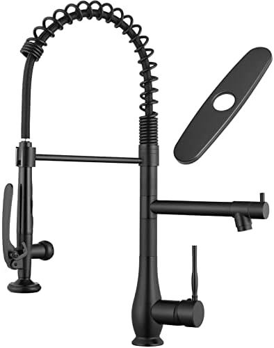 GIMILI Matte Black Kitchen Faucet with Pull Down Sprayer Single Handle High Pressure Kitchen Sink Faucet Commercial Double-Headed Kitchen Faucets