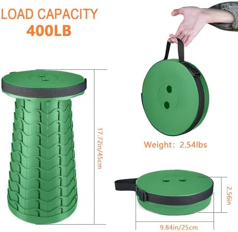 Boreeman Upgraded Folding Stool Lightweight Yet More Sturdy with Load Capacity 400lbs Portable Collapsible Stool for Camping Fishing Hiking BBQ (Army Green)