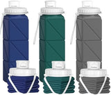 3 pack Collapsible Water Bottles,Silicone Foldable Portable Water Bottle 20.6oz, Lightweight Reusable Leakproof for Travel Hiking Camping Cycling Workouts Yoga Fitness Indoor Outdoor Sports