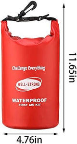 Emergency First Aid Kit for Boating & Marine Safety Waterproof Medical Supplies with Roll Top Design for Fishing, Kayaking Red