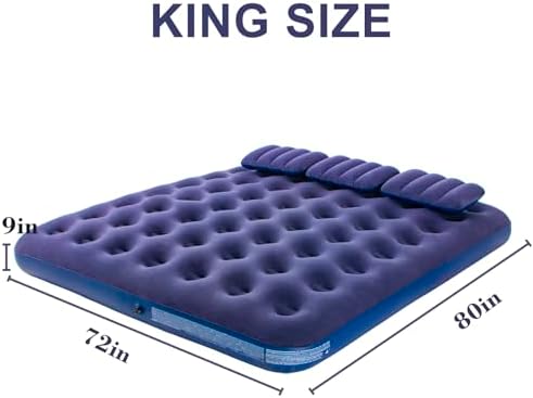 DIMAR GARDEN King Size Camping Air Mattress Inflatable Bed with Pillow,Include Hand Pump