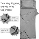 Sleeping Bag Liner, Self Tan Sleep Sack, Adult Sleep Sack, Two-Way-Zipper Expose Feet Separately, Portable Single Camping Travel Sheets for Hotel,Hostels,Business Trips