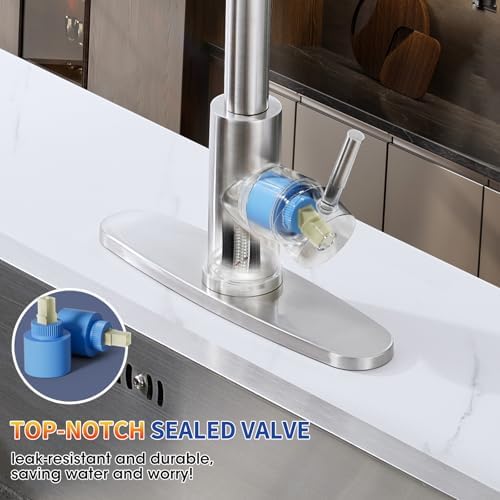 Kitchen Faucets with Pull Down Sprayer, High Arc Single Handle Stainless Steel Commercial Kitchen Faucet 1 or 3 Hole Sink Faucet for Farmhouse Camper Laundry Rv Bar, Brushed Nickel