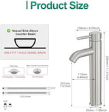 VOTON Vessel Sink Faucet Chrome Modern Tall Bathroom Faucets Single Handle One Hole Rv Vanity Lavatory Bathroom Sink Faucet