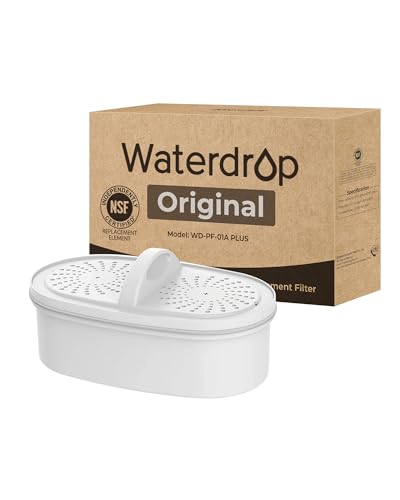 [Original] Waterdrop WD-PF-01A Plus NSF Certified Replacement Filters for All Waterdrop Pitcher and Dispenser Filtration System, Reduces PFAS, PFOA/PFOS, Last Up to 2 Months or 200 Gallons (1 Pack)