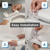 Gerber Elongated Toilet Seat with Cover, Soft Close, No Slam, Quick & Easy Install, Heavy-Duty Plastic, Adjustable Fit for Standard Elongated Toilets, Durable & Fade-Resistant, White G0099213