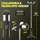 Telescopic Camping Lights with Stand, 5000LM Rechargeable LED Flashlight, 9 Color Modes, Collapsible Tent Lantern with Reflective Strips, Magnetic Base for Power Outages, Camping & Emergency