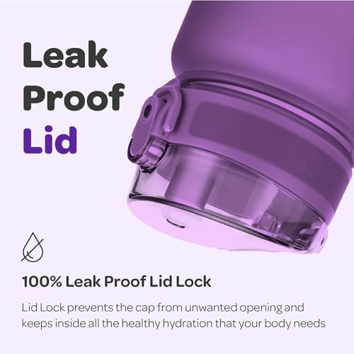 Hydracy Water Bottle with Time Marker -Large BPA Free Water Bottle & No Sweat Sleeve -Leak Proof Gym Bottle with Fruit Infuser Strainer & Times to Drink -Ideal for Fitness Sports & Outdoors