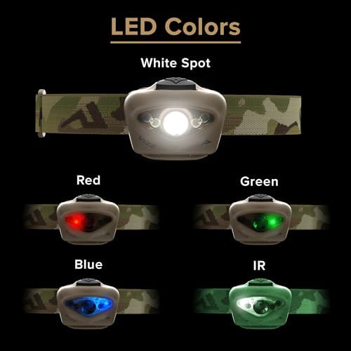 Princeton Tec Vizz Headlamp 550 Lumen Dimmable LED, IPX7 Water Resistance, Essential Outdoor Accessory for Hiking, Backpacking, Camping, Running, and Safety Preparedness, Multicam, Tactical