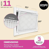 Simply 20x25x1 Air Filter, Merv 11, MPR 1000, 6 Pack, For Home AC Furnace & HVAC (Actual Size: 19.75"x24.75"x0.75") DUST, Pet, & Allergy Control