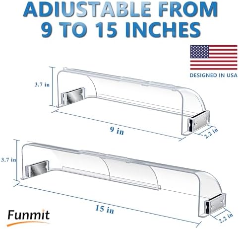 Funmit Air Vent Deflectors Adjustable Magnetic Heat Easy Adjust Between 9”-15” for Vents Sidewall Floor Ceiling Registers (4 Packs)