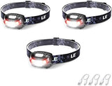 Lepro LED Headlamp Rechargeable 3 Packs - Super Bright Head Lamp with 5 Modes for Camping & Hiking Gear Essentials, IPX4 Waterproof Headlight Flashlight with Red Light, USB Cable Included