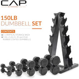 CAP Barbell Dumbbell Set with Rack | Multiple Options in 150lbs and 210lbs