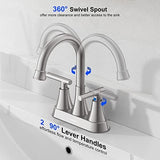 Bathroom Faucets for Sink 3 Hole, Hurran 4 inch Brushed Nickel Bathroom Sink Faucet with Pop-up Drain and Supply Hoses, Stainless Steel Lead-Free Centerset Faucet for Vanity RV, 2 Pack