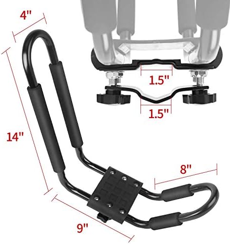 Leader Accessories Kayak Rack 2 Pair J Bar for Canoe Surf Board SUP On Roof Top Mount Crossbar with 4 pcs Tie Down Straps