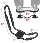 Leader Accessories Kayak Rack 2 Pair J Bar for Canoe Surf Board SUP On Roof Top Mount Crossbar with 4 pcs Tie Down Straps