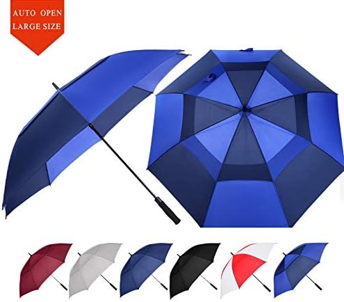 Golf Umbrella Large 62/68/72 Inch, Extra Large Oversize Double Canopy Vented Windproof Waterproof Umbrella, Automatic Open Golf Umbrella for Men and Women and Family.