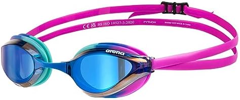 ARENA Unisex Python Racing Swim Goggles for Men and Women Anti-Fog No Leak Max Comfort Dual Strap, Mirror/Non-Mirror Lens