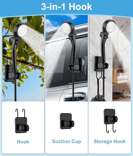 WADEO Portable Shower for Camping, 6000mAh Outdoor Electric Shower Rechargeable Pump with Intelligent Digital Display, Camping Shower Head Nozzle for Camping, Hiking, Traveling, Washing