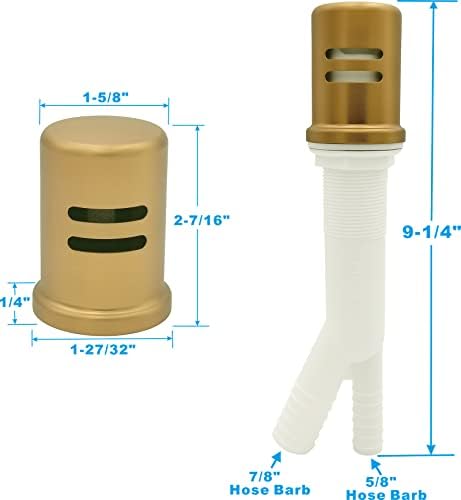 Dishwasher Air Gap Kits with Gold Dishwasher Air Gap Cover and Matching Escutcheon, Replacement air gap dishwasher,Solid Brass Air Gap Cap,Brushed Gold Finish