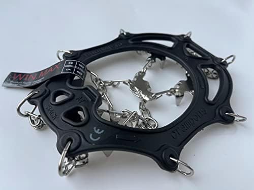 WIN.MAX Crampons for Shoes, Traction Cleats Ice Snow Grips with 19 Stainless Steel Spikes, Shoe Talons Anti - Slip Boots Spikes for Walking, Jogging, Climbing and Hiking
