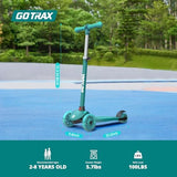 Gotrax KS1 Kids Kick Scooter, LED Lighted Wheels and 3 Adjustable Height Handlebars, Lean-to-Steer & Widen Anti-Slip Deck, 3 Wheel Scooter for Boys & Girls Ages 2-8 and up to 100 Lbs