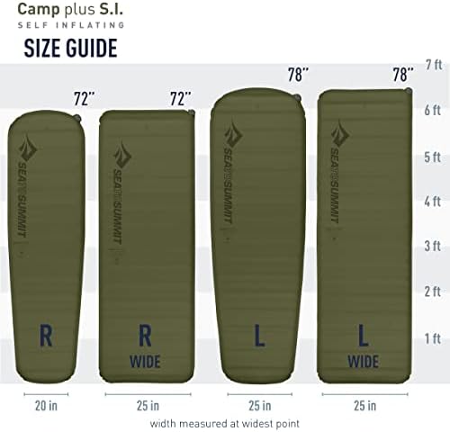 Sea to Summit Camp Plus Self-Inflating Foam Sleeping Mat for Camping, Tapered - Large (78 x 25 x 3 inches)