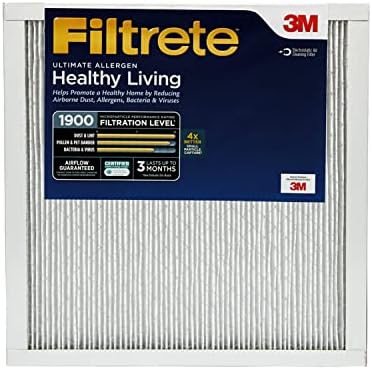 Filtrete 20x20x1 AC Furnace Air Filter, MERV 13, MPR 1900, Premium Allergen, Bacteria & Virus Filter, 3-Month Pleated 1-Inch Electrostatic Air Cleaning Filter, 2-Pack (Actual Size 19.69x19.69x0.78 in)