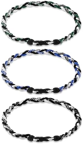 Junkin Baseball Necklaces Three Braided Rope Titanium Necklace for Team Gifts Boys Men Player Softball Fans Sports