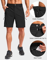 Pudolla Men's Hiking Cargo Shorts Lightweight 7" Travel Casual Shorts for Men Golf Work Outdoor with 5 Zipper Pockets