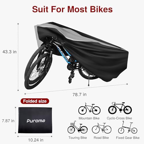Puroma Bike Cover Outdoor Waterproof Bicycle Covers Rain Sun UV Dust Wind Proof with Lock Hole for Mountain Road Electric Bike