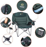 Nice C Camping Chairs, Oversized XL Padded Camping Chair, Outdoor Chair, Camp Chair, Lounge Chair, Wide&Thick, Heavy Duty 400lb, Carry Bag, Cupholder & Cooler (One Green)