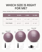 Trideer Yoga Ball - Exercise Ball for Workout pilates Stability - Anti-Burst and Slip Resistant for physical therapy, Birthing, Stretching & Core Workout, Office Ball Chair, Flexible Seating, Home Gym