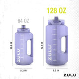 ZULU Goals Large Water Bottle Jug with Time Marker & Handle for All Day Hydration | Silicone Soft Straw with Locking Leak-Proof Lid | For Gym, Camping, Workout, and Outdoors | BPA-Free | 64oz, 128oz