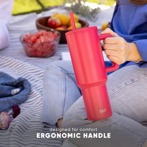 Simple Modern Halloween 40 oz Trek Tumbler with Handle and Straw Lid | Nightmare Before Christmas Cup Holder Friendly Insulated Stainless Steel Travel Mug | Skellington Head