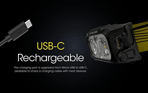 Nitecore NU25 400 USB-C Rechargeable Headlamp, Lightweight, Dual Beam, with Red Lighting for Hiking, Climbing, and Camping, with Organizer