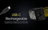 Nitecore NU25 400 USB-C Rechargeable Headlamp, Lightweight, Dual Beam, with Red Lighting for Hiking, Climbing, and Camping, with Organizer