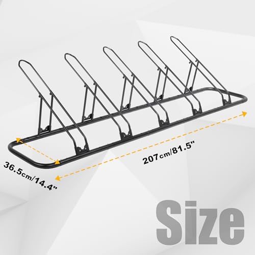 CyclingDeal Bike Rack Floor Parking Bike Stand for up to 6 Bicycles | Indoor, Home & Garage Storage Rack | Stable & Secure Bicycle Stand w/Tire Grooves Up to 29", Holding Plates & Custom Spacing
