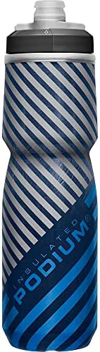 CamelBak Podium Chill Insulated Bike Water Bottle - Easy Squeeze Bottle - Fits Most Bike Cages - 24oz, Navy Stripe