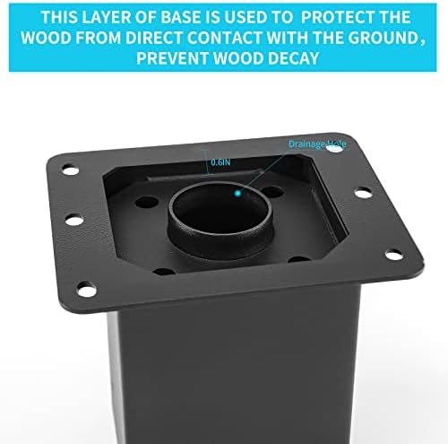 4x4 Post Base 8 Pcs, (Inner Size 3.6x3.6) Post Anchors, 13GA Thick Solid Steel & Black Powder Coated,Deck Post Brackets Support Deck Base Plate Pergola Brackets Fence Kit Mailbox Mount…