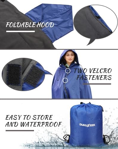 DUKUSEEK Outdoor Waterproof Stadium Blanket, XL Large (79x56) Hooded Stadium Blankets with Fleece,Portable,Warm Outside Blankets for Cold Weather, Camping, Sports, Beach, Football, Festivals…