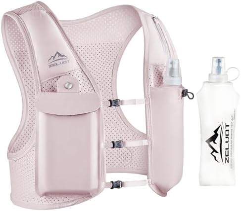Running Vest for Women Men, USA Original Patent, Adjustable Chest Straps Running Hydration Vest with 500ml Soft Flask, Lightweight Breathable Reflective Running Vest for Marathon