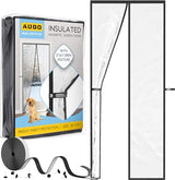 AUGO Magnetic Thermal Insulated Door Curtain - Transparent EVA Door Cover for Winter- Keeps Warm Air in and Cold Air Out - Home Winterizing Products - Patent Pending Keep Open Feature - 34 x 81 Inch