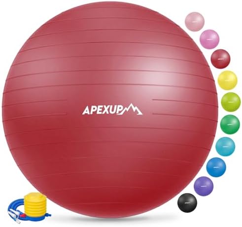 APEXUP Yoga & Pilates Ball - Anti Slip Heavy Duty Gym Ball for Fitness, Balance & Core Workout