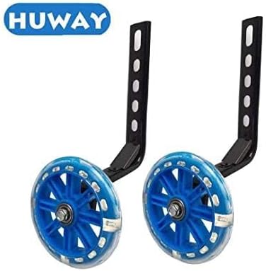 training wheels flash mute wheel bicycle stabiliser mounted Kit compatible for bikes of 12 14 16 18 20 Inch， 1 Pair